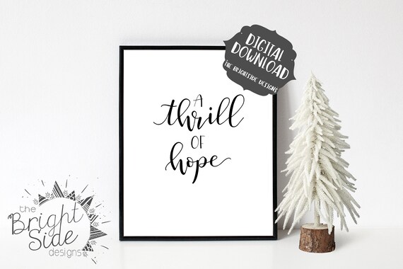 A Thrill of Hope, Christmas Printable, Christmas Decor, Holiday Wall Art, Holiday Printable, Christian Wall Art, Digital Download
