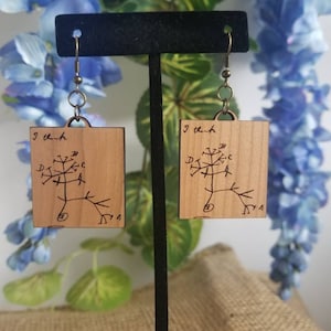 Darwin&#39;s Tree of Life Woodcut Earrings