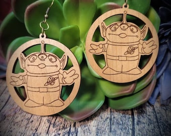 Toy Story Alien-Woodcut Earrings