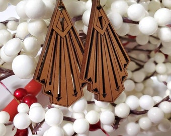 Art Deco Starfall Woodcut Earrings