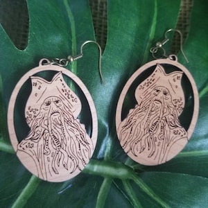 Pirates of the Caribbean Davy Jones Woodcut Earrings