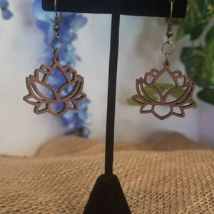 Lotus Woodcut Earrings