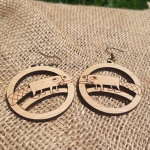 Perry the Platypus Woodcut Earrings