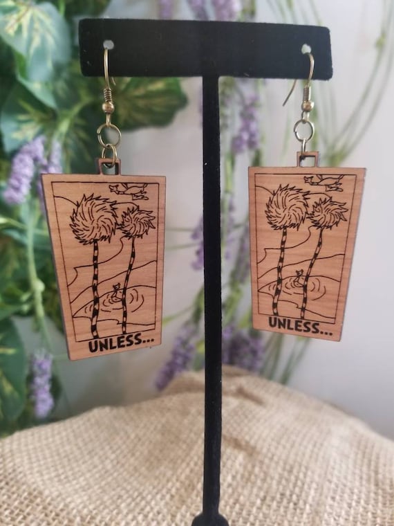 The Lorax Dr. Seuss Woodcut Earrings