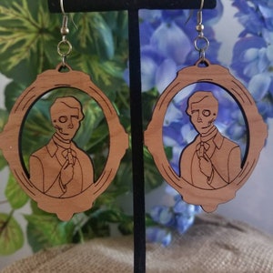 Haunted Mansion Changing Portrait Woodcut Earrings