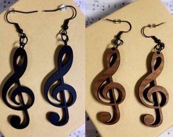 Treble Clef Earrings - Wood or Acrylic