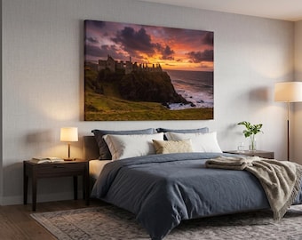 Dunluce Castle Sunset Print, Causeway Coast Wall Art, County Antrim Landscape Photograph