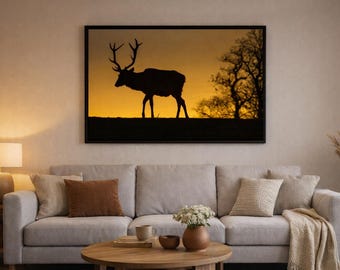 Stag Silhouette Sunset Print | Northern Ireland Wildlife Photography | Irish Landscape Wall Art (Print & Canvas)