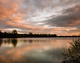 Lacs Craigavon au coucher du soleil, Irlande du Nord