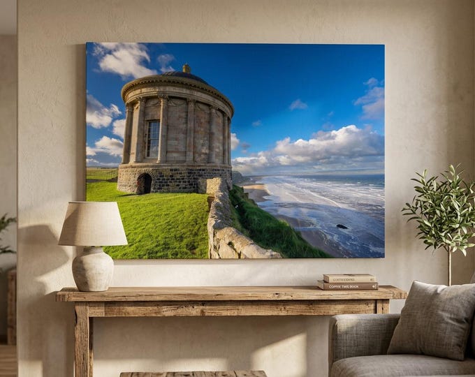 Mussenden Temple Print, Coastal Ireland Landscape Photography, Downhill Beach Wall Art