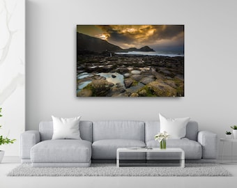Giant's Causeway Sunset Canvas Art: Ireland Coastal Landscape