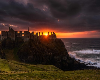 Dunluce Castle at Sunset: Ireland Coastal Landscape