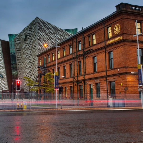 Titanic Museum and Titanic Hotel at Night, Belfast