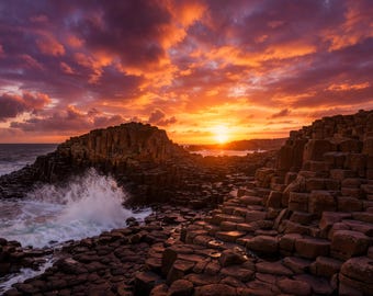 Giant's Causeway Ireland Print | Dramatic Coastal Landscape Photography, Natural Wonder Wall Decor