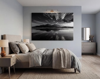 Mourne Mountains Murlough Beach Print | County Down Irish Landscape Wall Art | Black and White