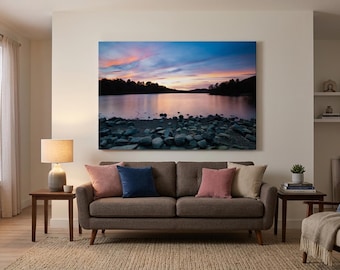 Castlewellan Lake Sunset Print, County Down Ireland Landscape Photography, Mourne Mountains View