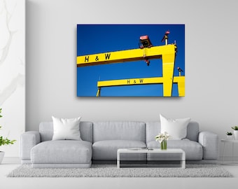 Personalised Harland & Wolff Cranes Print | Belfast Shipyard Wall Art, Initials Poster