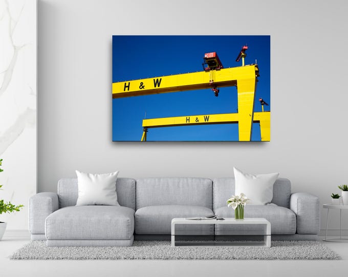 Personalised Harland & Wolff Cranes Print | Belfast Shipyard Wall Art, Initials Poster