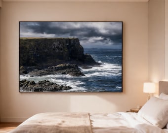 Giants Causeway Cliff Print, County Antrim Coastal Landscape Photography, Irish Seascape Decor