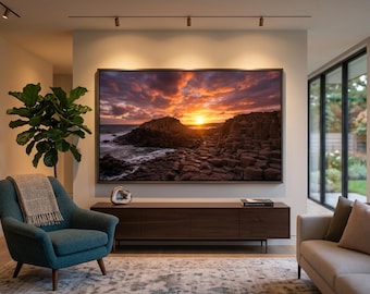 Giant's Causeway Sunrise Canvas Art: Ireland Coastal Landscape