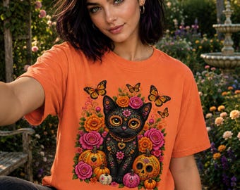 Dia De Los Muertos Kitty  Comfort Colors Unisex garment-dyed heavyweight t-shirt