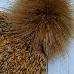 XL 6" Cider Luxury Faux Fur Pom-pom /for knit hats LUXE super soft made in USA pompom snaps or toggles cruelty free vegan /Rust brown
