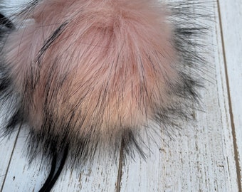 LIMITED Dusky Pink Super Luxury Faux Fur Pom-pom XL 6"-7" made in USA pompom poms snaps or toggle Luxe soft Cruelty free vegan fake fox