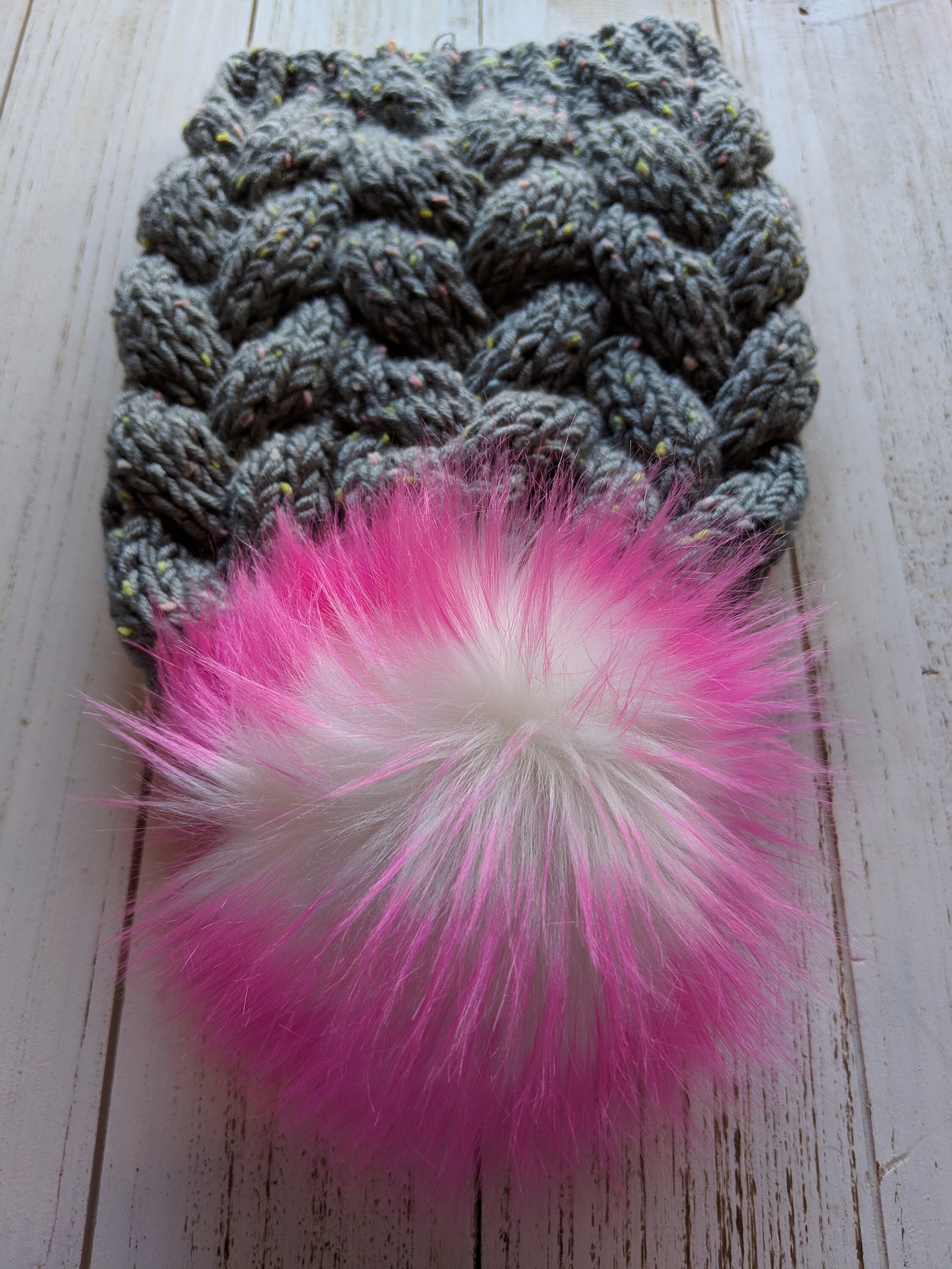 Vibrant pink hat with pompom ball Hot Pink Pompom Hat - Etsy main image 2