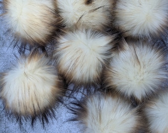 White Fur Pom Poms Balls, Pack of 9, Soft Round Pompom Keychain