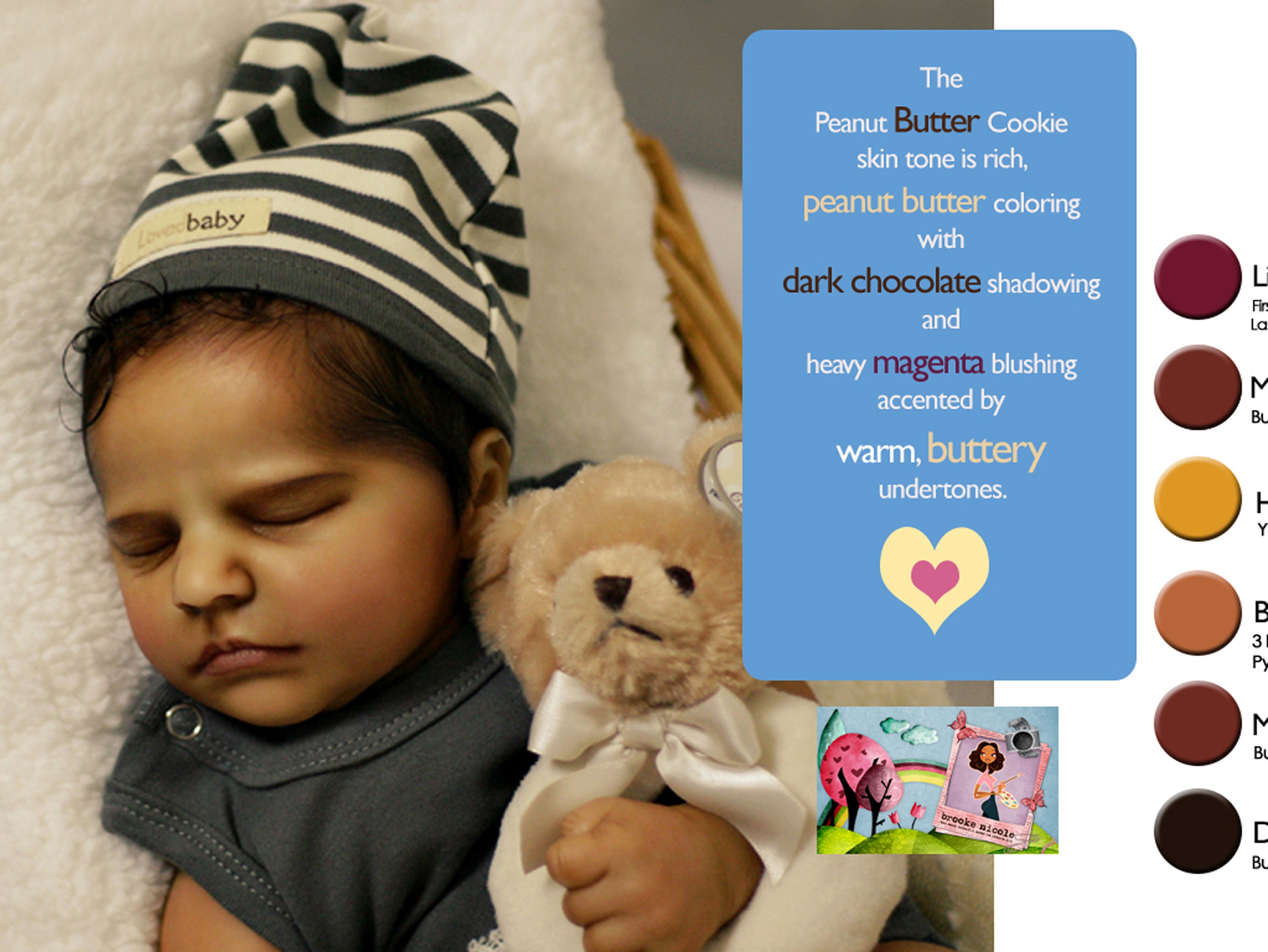 Brooke Nicole AA Ethnic Reborn Coloring Guide Peanut Butter Cookie