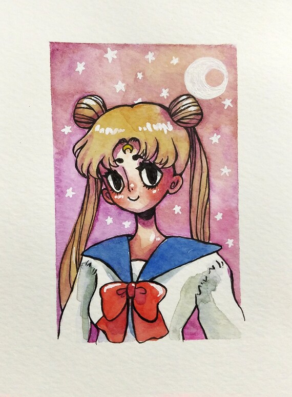 Pink Usagi Tsukino Sailor Moon Anime Illustration Etsy