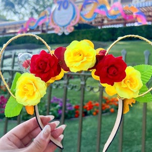 Belle Inspired Ears | Beauty and the Beast | Enchanted Rose | Mouse Ears | Wire Flower Ears