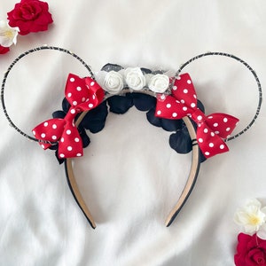 Minnie Mouse Inspired Ears | Coquette | Minnie Mouse | Mouse Ears | Wire Flowers Ears