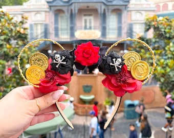 Jack Sparrow Inspired Ears | Pirates of the Caribbean | Mouse Ears | Wire Flowers Ears
