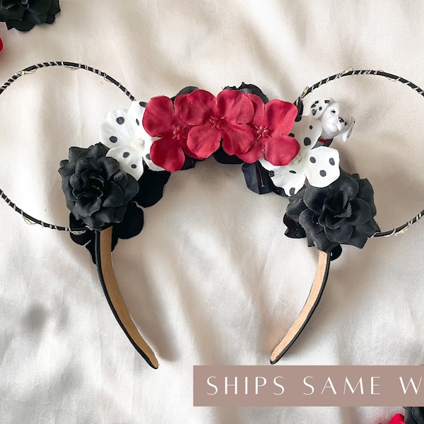 Cruella de Vil Inspired Ears | 101 Dalmatians | Mouse Ears | Wire Flower Ears