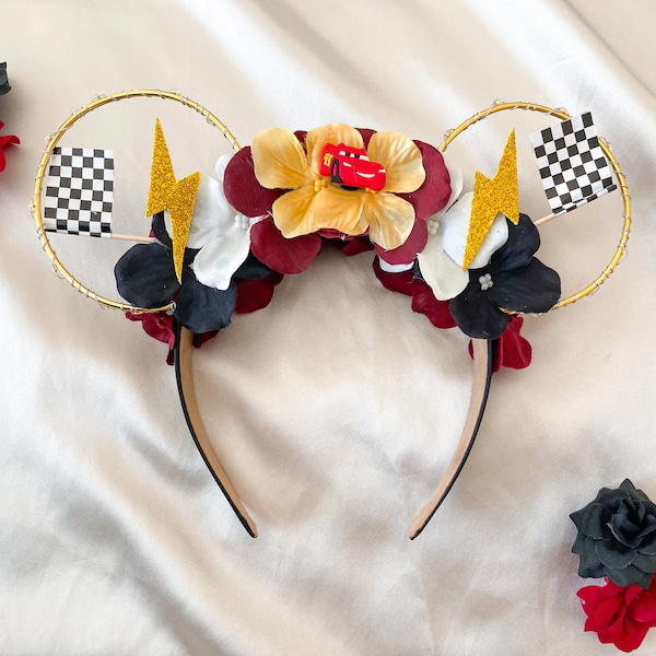 Lightning McQueen Inspired Ears | Ka-Chow | Pixar Cars | Mouse ears | Wire Flower Ears