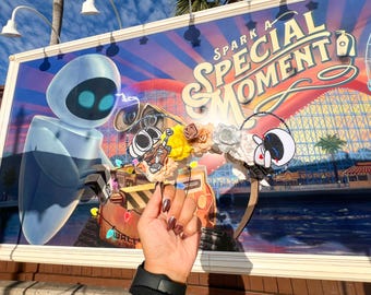 WALL-E and EVE Inspired Ears | WALL-E | Valentine's Day Ears | Mouse Ears | Wire Flowers Ears