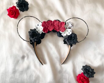 Cruella de Vil Inspired Ears | 101 Dalmatians | Mouse Ears | Wire Flower Ears