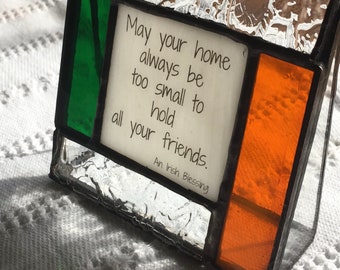 Stained Glass Irish Blessing: Friendship Gift for Home
