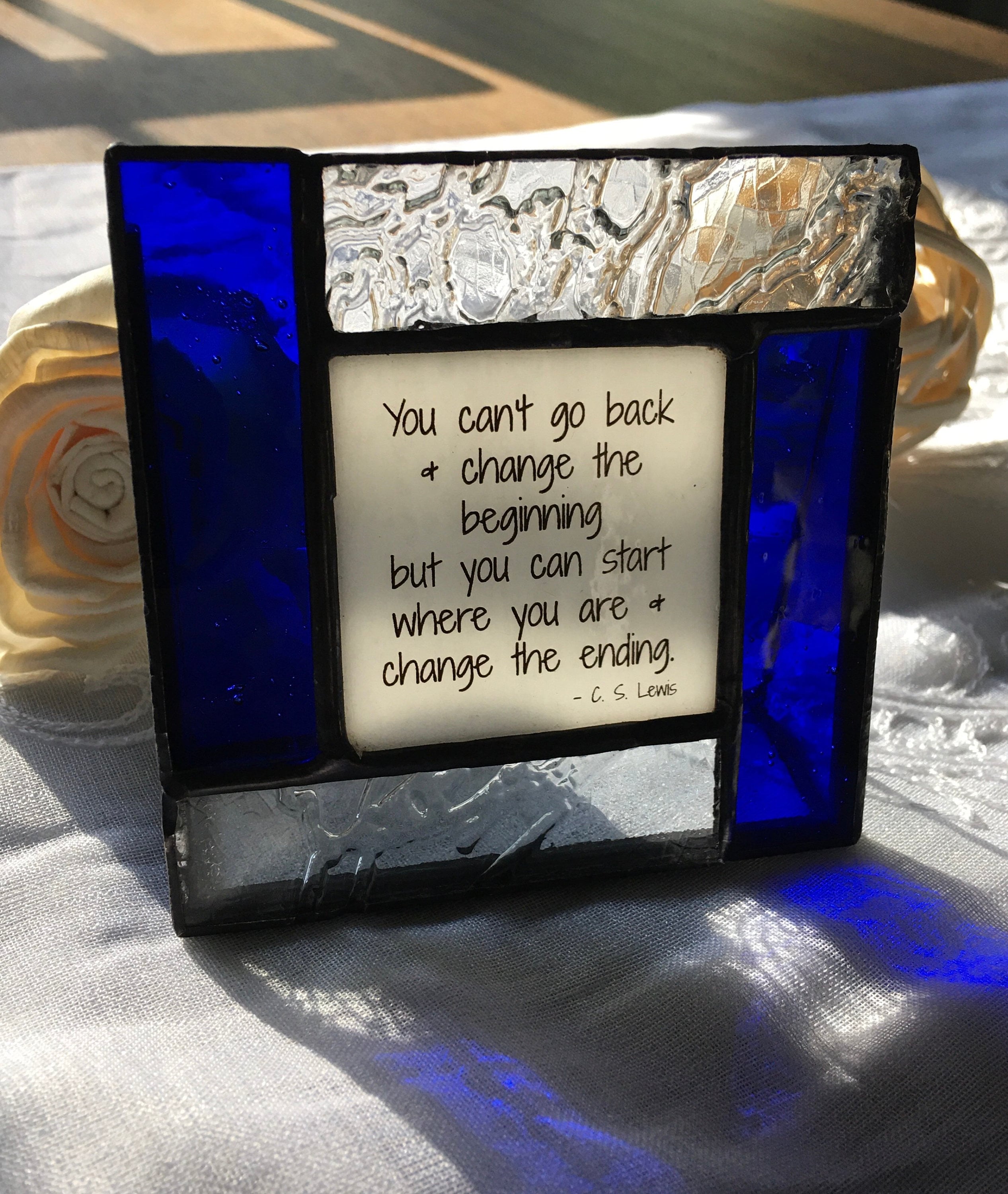 You can&#39;t go back - Friend gift in Stained Glass to encourage a Strong woman or Strong man.