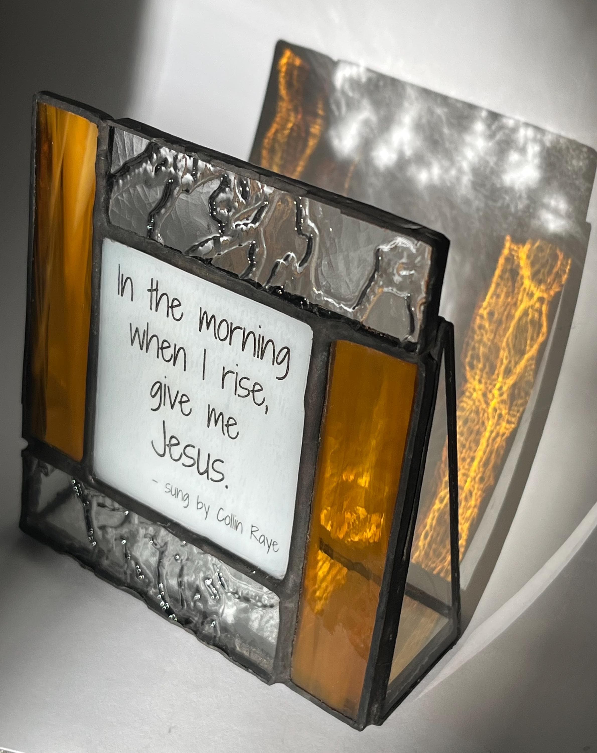 Stained glass religious gift - In the morning when I rise, a Christian song
