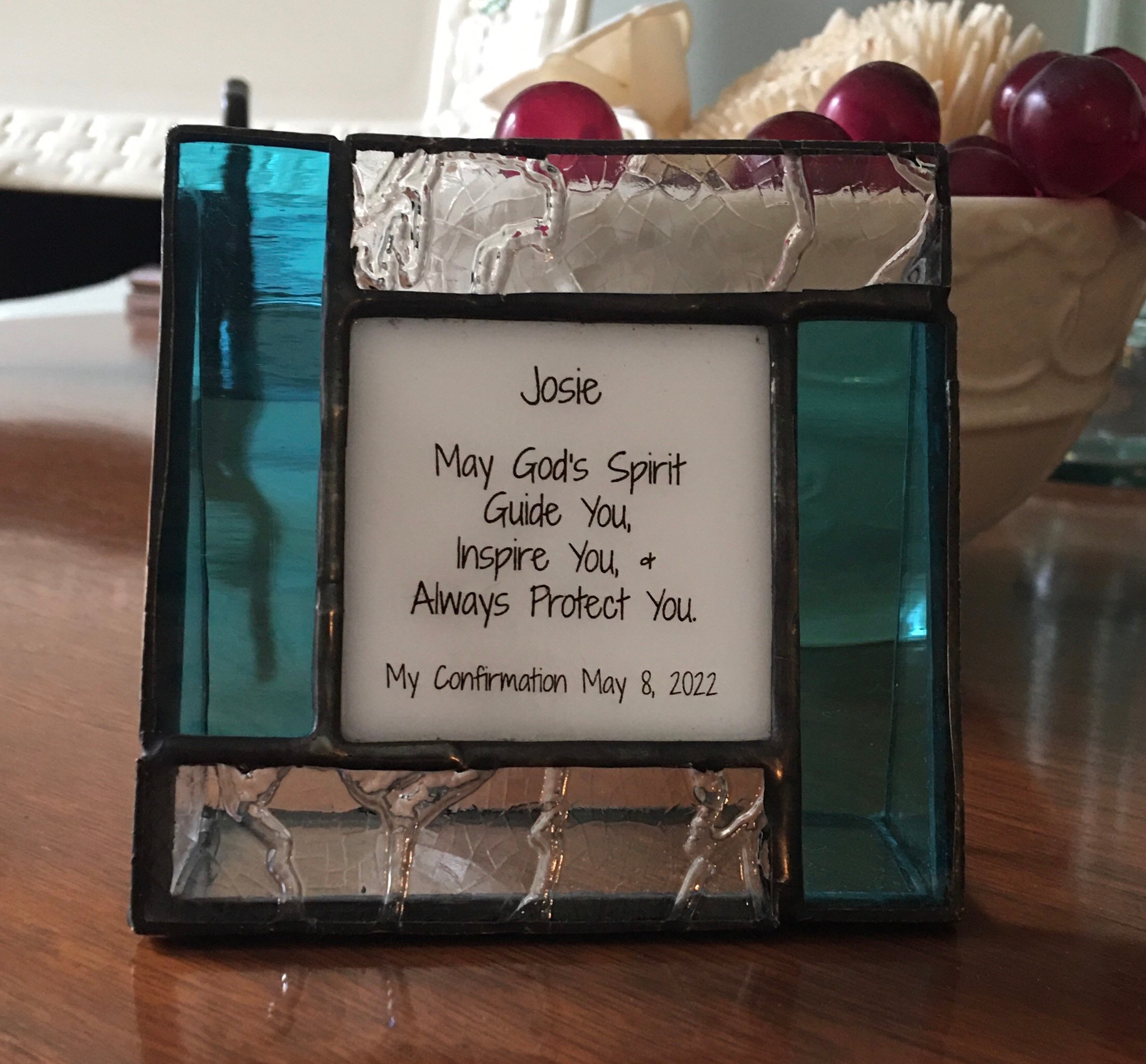 Personalized Confirmation gift for teen boy or teen girl in stained glass