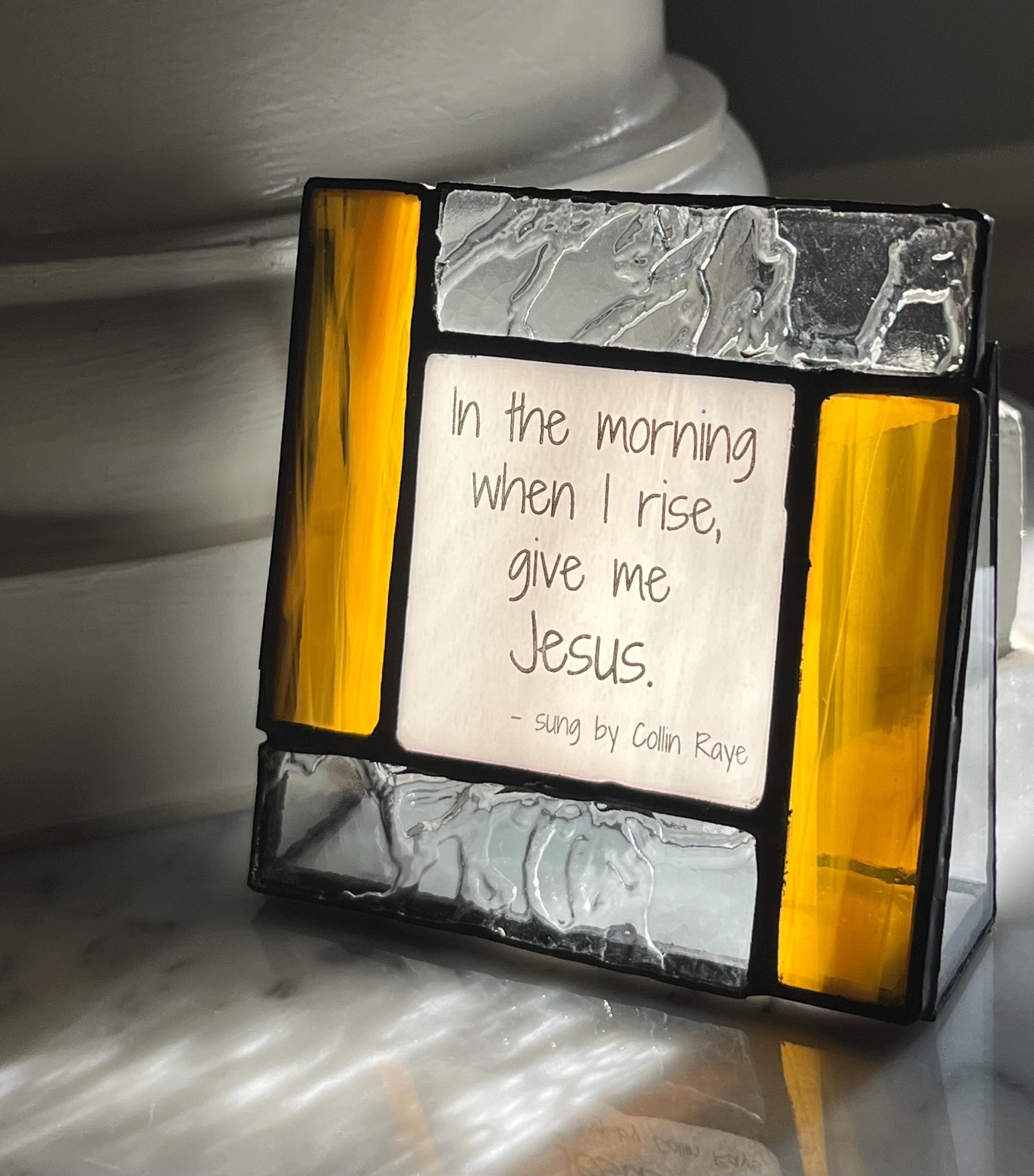 Stained glass religious gift - In the morning when I rise, a Christian song
