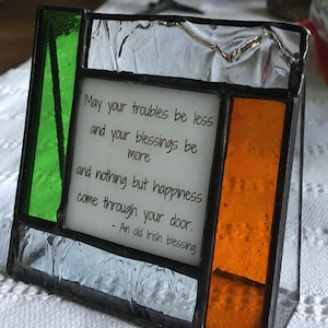 Irish stained glass family gift or friend gift - May your troubles be less