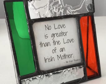 Irish Mother Stained Glass Frame: Celtic Colors Gift