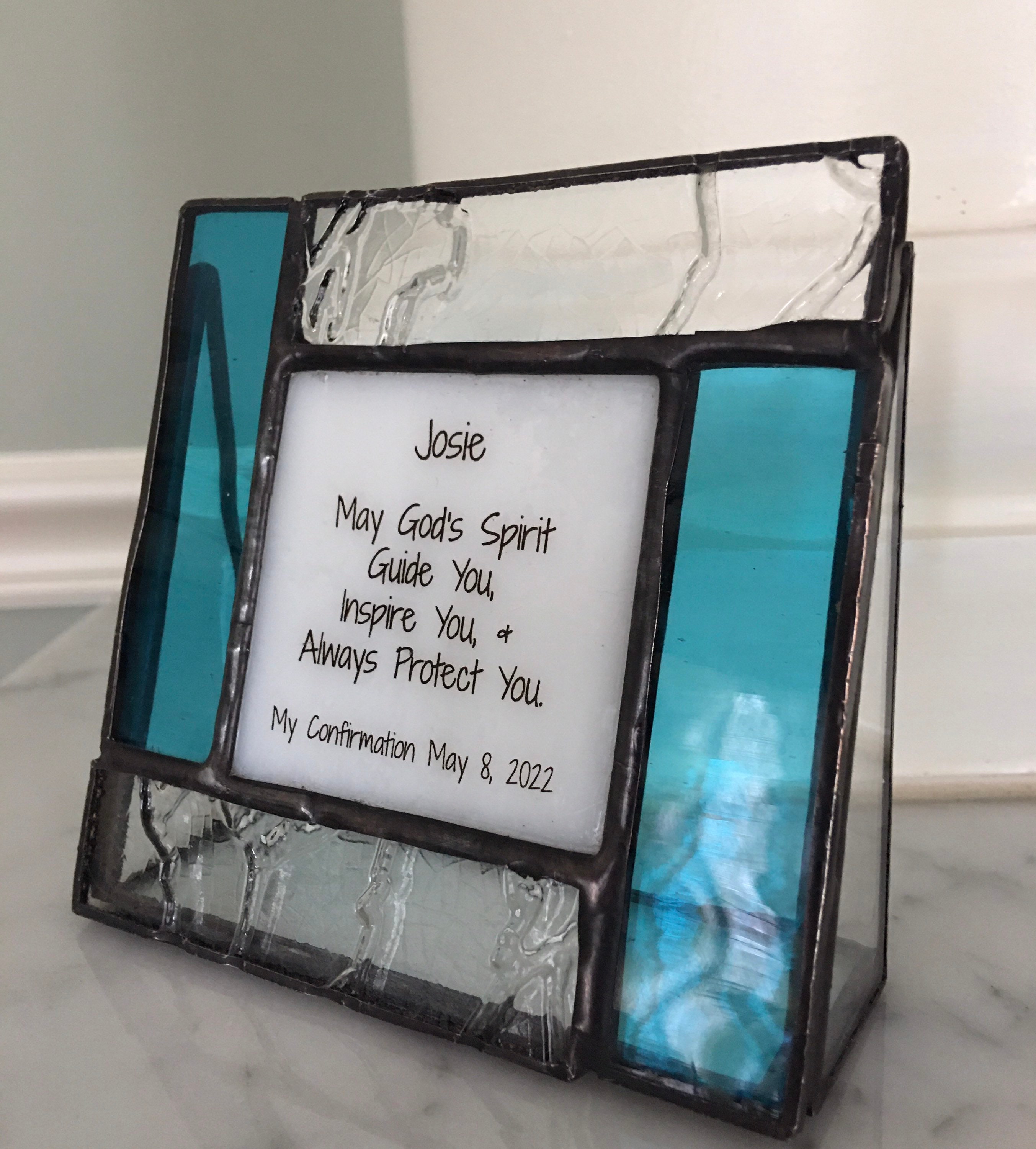 Personalized Confirmation gift for teen boy or teen girl in stained glass