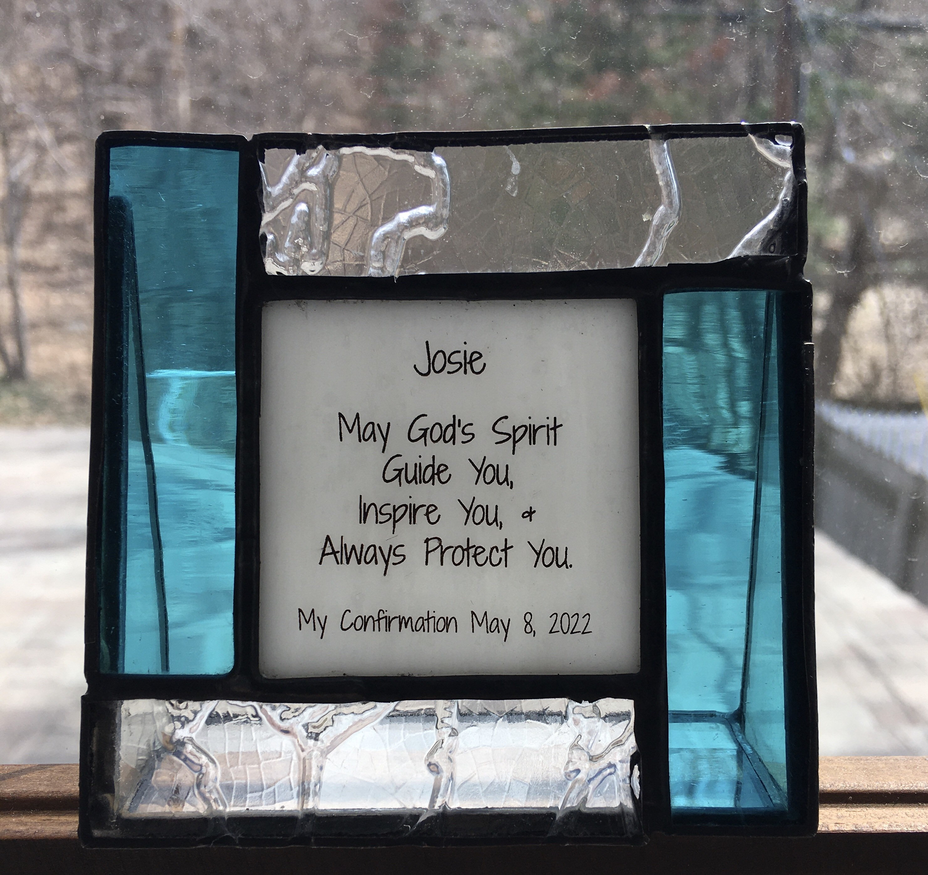 Personalized Confirmation gift for teen boy or teen girl in stained glass