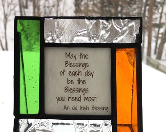 Irish Blessing Stained Glass Frame: Friendship Gift, Home Decor