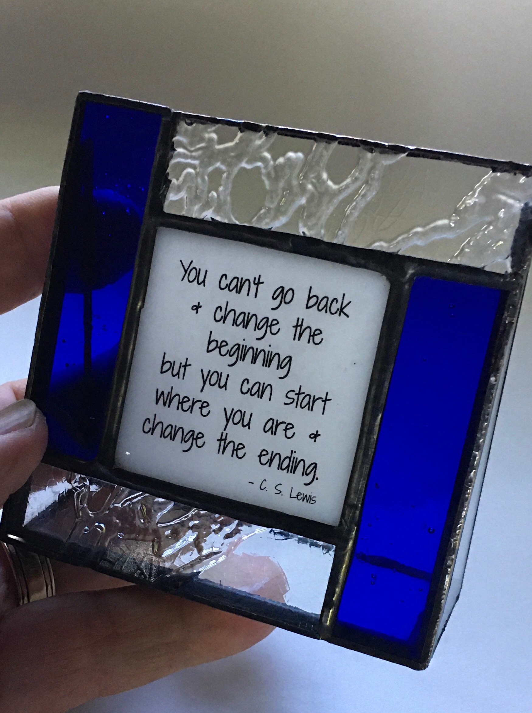 You can&#39;t go back - Friend gift in Stained Glass to encourage a Strong woman or Strong man.