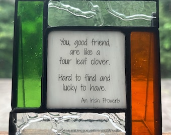 Irish Stained Glass Friendship Gift: Lucky Four Leaf Clover